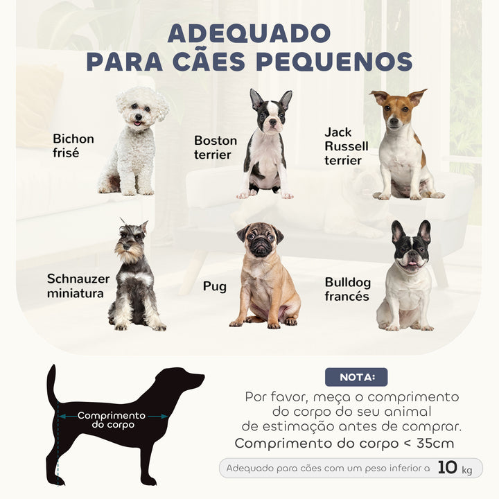 Sofá para Cães Pequenos Cama Elevada para Cães com Pés de Madeira Almofada Removível e Capa Lavável Carga 10 kg 86x55x33 cm Cinzento Claro