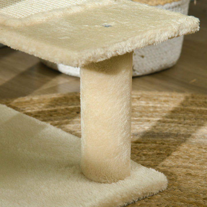 Árvore arranhador para gato com poste cama plataforma com cobertor veludo de sisal 50x50x100cm bege
