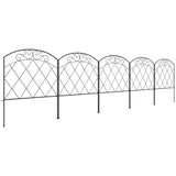 Cercas de Jardim 305x61 cm Conjunto de 5 Cercas Decorativas para Jardim de Metal Combinação Livre em Forma de Arco Barreira para Animais para Terraço Pátio Relva Preto