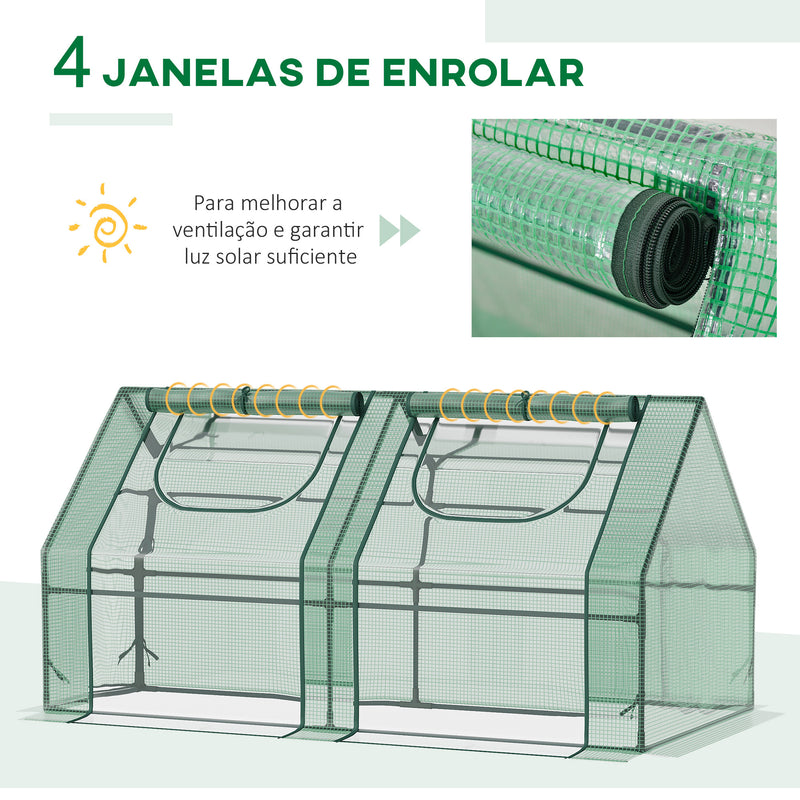 Estufa Pequena Estufa de Exterior com Proteção Dupla Janelas e Estrutura de Aço Estufa para Cultivos de Plantas e Flores 180x90x90 cm Verde