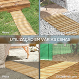 Estrado de Ripas de Madeira 120x38 cm Estrado de Ripas Enrolável para Exteriores Resistente às Intempéries Decoração de Jardim para Praia Casamento Festa Natural