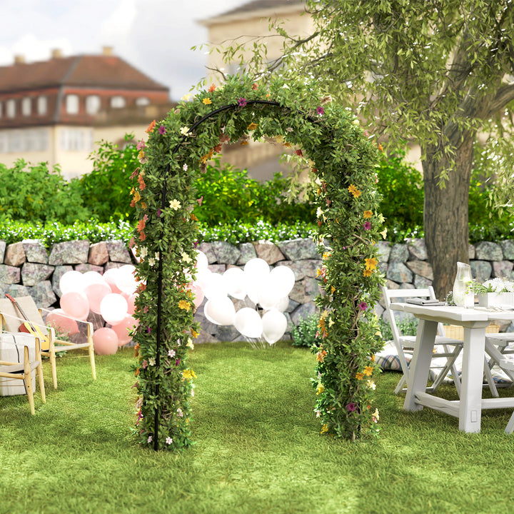 Arco de Jardim de Aço para Decoração Arco de Casamento Desenho Espiral de Coração para Plantas Trepadeiras para Decoração de Pátio Exterior 125x37x230 cm Preto