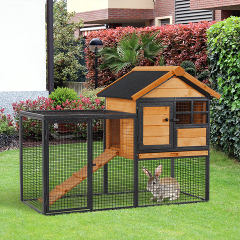 Coelheira  com bandeja removível de madeira e rampa de metal 122x63x92 cm para coelhos e outros roedores madeira resistente