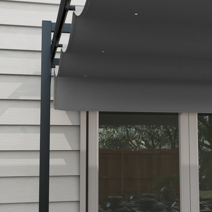 Pérgola 3x4 Pérgola de Jardim com Teto Retrátil de Poliéster e 12 Orifícios de Drenagem Pérgola para Pátio Varanda Exterior Cinza