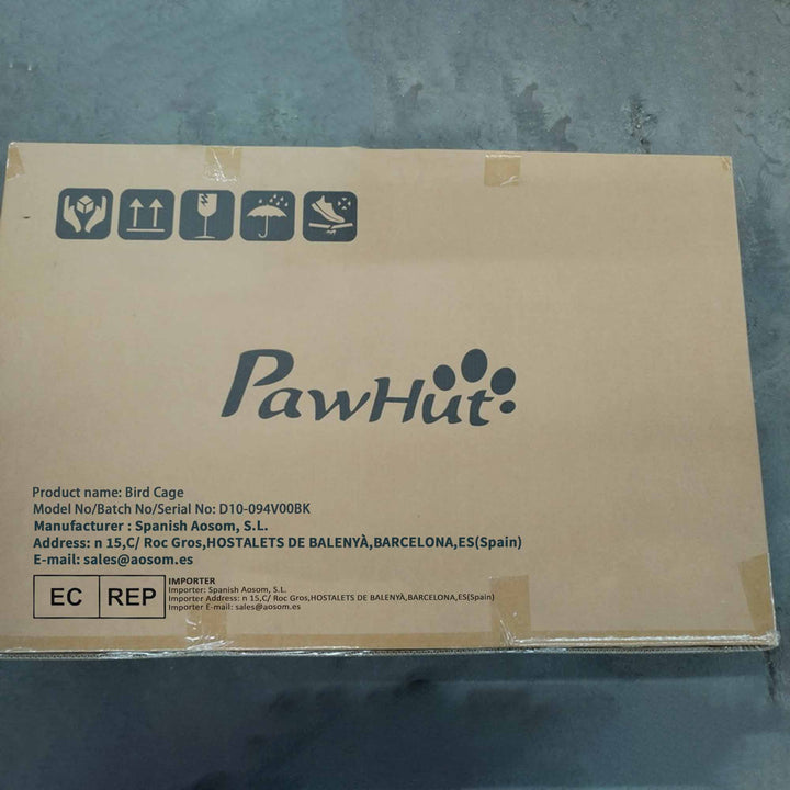 Gaiola para Pássaros 77x46x45 cm Gaiola de Metal para Pássaros com Bandeja Amovível 2 Poleiros e 2 Comedouros para Periquitos Canários Preto