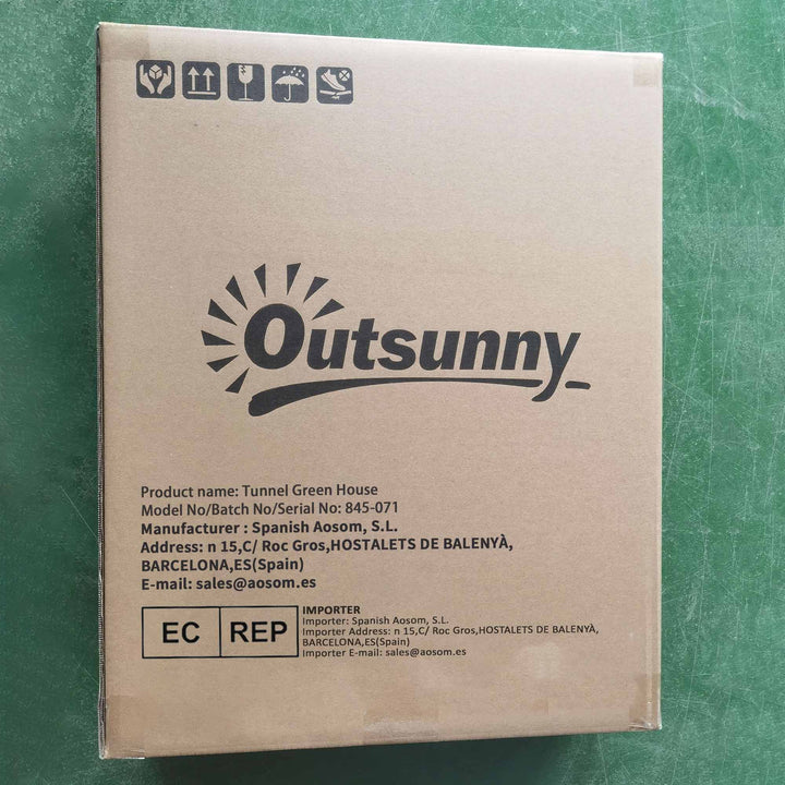 Estufa Tipo Túnel 245x200x200cm Estufa de Jardim com Portas Enroláveis e 4 Janelas Cobertura de PE 140 g/m² Estrutura de Metal para Cultivo de Plantas Verduras Branco