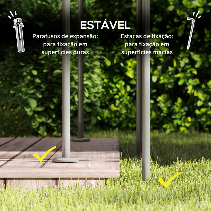 Pérgola de Jardim 397x297x265 cm Pérgola de Exterior com Teto Duplo Paredes Laterais Resistente a Água Pérgola para Pátio Bege