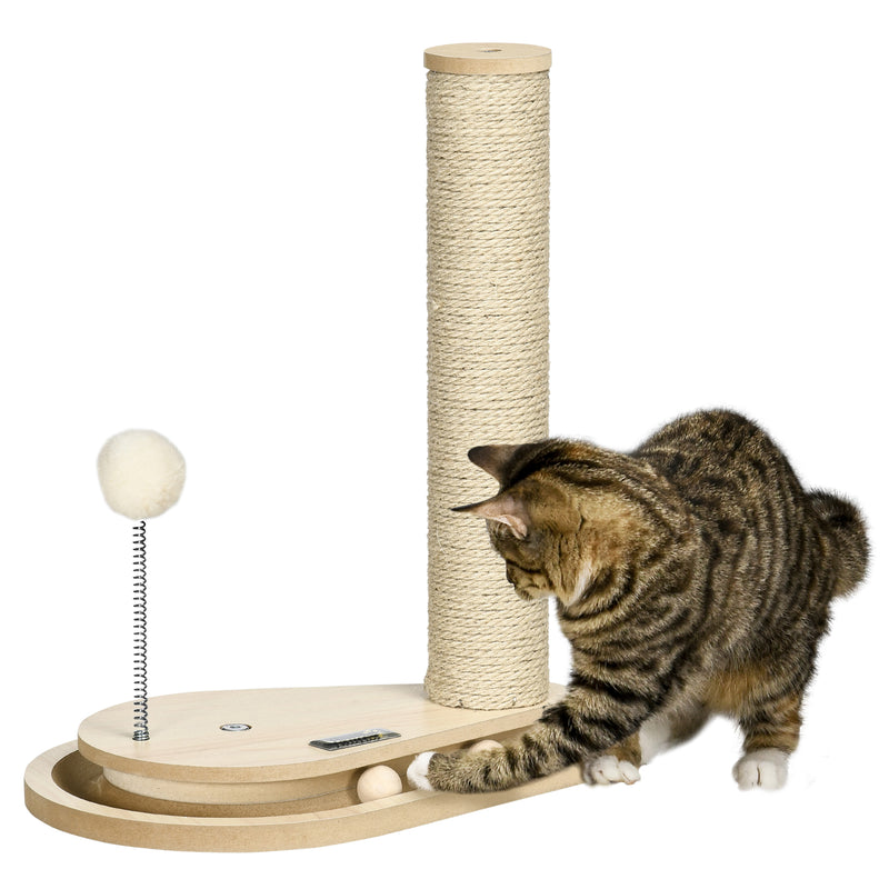 Arranhador para Gatos 40 cm Torre para Gatos com Poste de Arranhar Bola com Mola e Bolas na Base 35x23x40 cm Carvalho