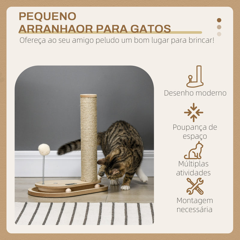 Arranhador para Gatos 40 cm Torre para Gatos com Poste de Arranhar Bola com Mola e Bolas na Base 35x23x40 cm Carvalho