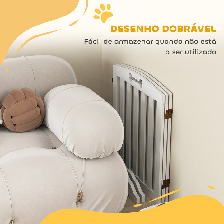 Barreira de Segurança Dobrável para Cães 155 cm Vedação para Cães Pequenos e Médios de 3 Painéis com Pés Removíveis Porta de Segurança para Animais de Estimação para Escada Corredor Branco