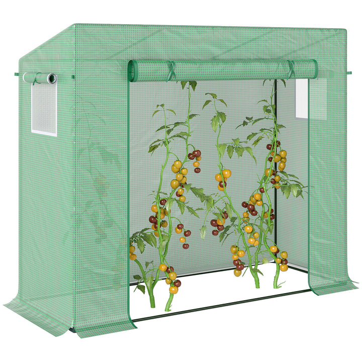 Estufa de Jardim Pequena Estufa de Exterior com Janelas e Estrutura de Aço Estufa para Cultivar Tomates Plantas Flores 200x76x168 cm Verde