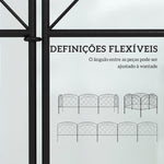 Cercas de Jardim 305x61 cm Conjunto de 5 Cercas Decorativas para Jardim de Metal Combinação Livre em Forma de Arco Barreira para Animais para Terraço Pátio Relva Preto