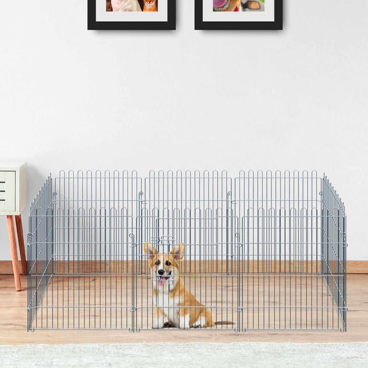 Parque para Animais de estimação com 8 Vedações 63x76 cm Prata