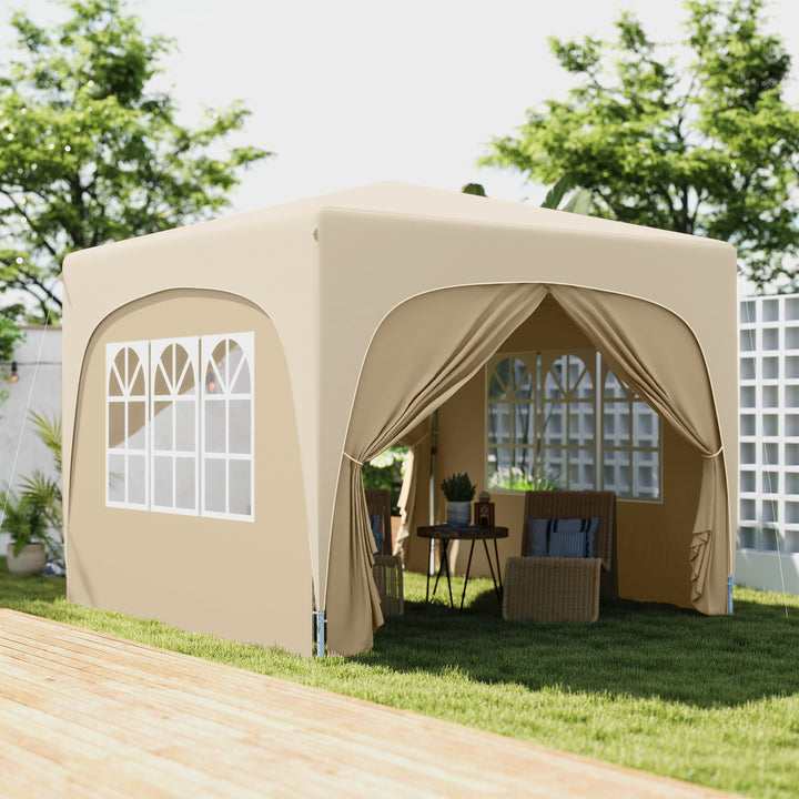 Tenda Dobrável Tenda 3x3 m com Painéis Laterais UPF50+ Tenda de Jardim com Altura Ajustável e Bolsa de Transporte para Campismo Festas Pátio Areia