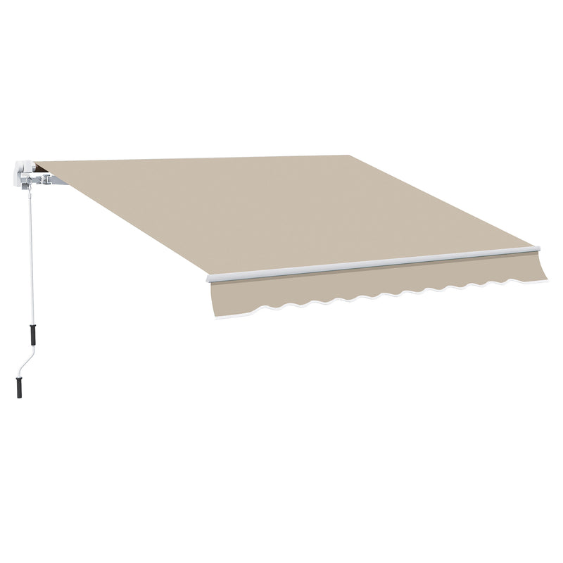 Toldo Manual 395x245 cm Toldo de Varanda Pátio com Manivela de Alumínio e Tecido de Poliéster 280 g/m² Bege