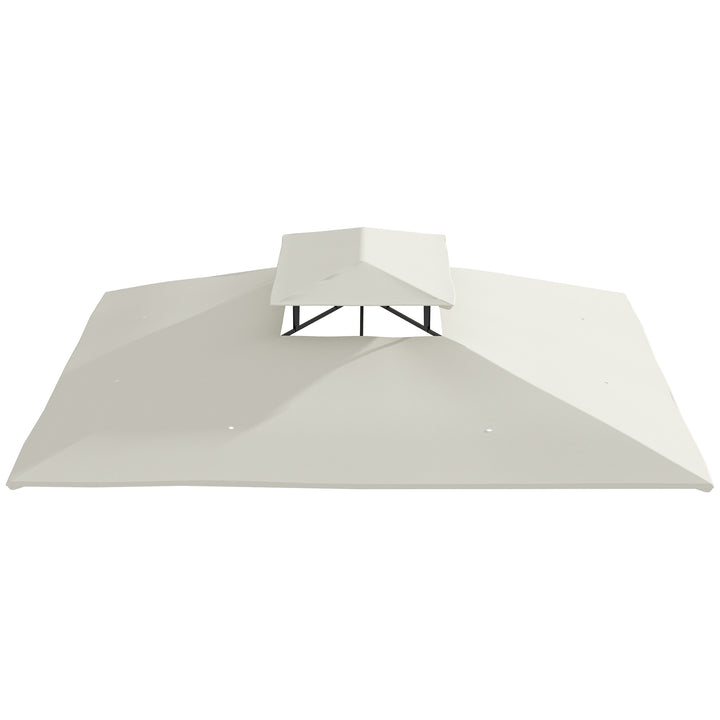 Toldo de Substituição 4x3m para Pérgola de Jardim 2 Níveis Respirável com 8 Orifícios de Drenagem Cobertura Superior de Substituição para Pérgola Exterior Bege