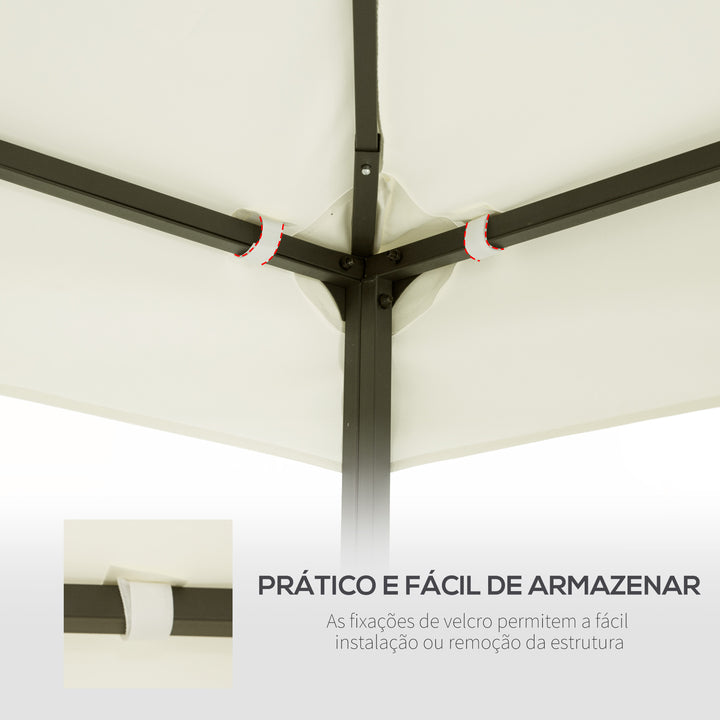 Toldo de Substituição 4x3m para Pérgola de Jardim 2 Níveis Respirável com 8 Orifícios de Drenagem Cobertura Superior de Substituição para Pérgola Exterior Bege