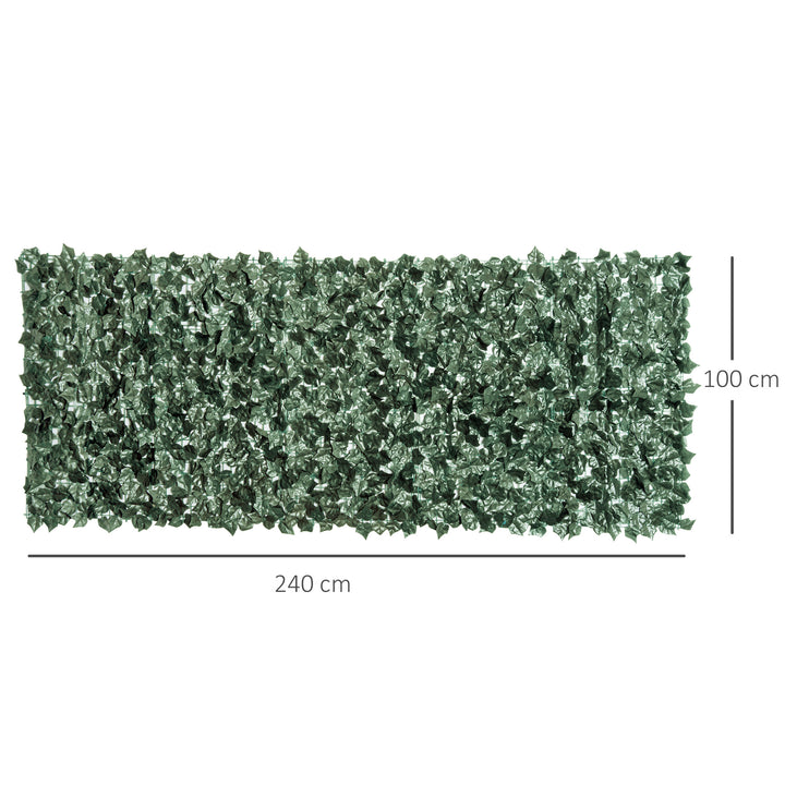 Vedação Artificial em Rolo 2,4x1 m Vedação de Privacidade para Balcão Jardim Exterior Planta Decorativa de Parede PE Verde