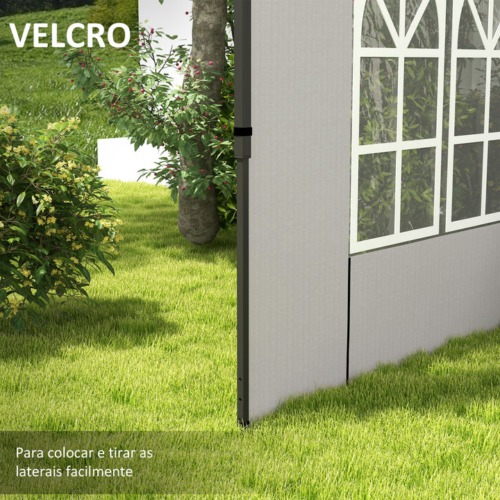 Conjunto de 2 Paredes Laterais para Tendas de 3x3m e 3x6m Paredes Laterais para Tendas com Janelas Transparentes 293x193cm Branco