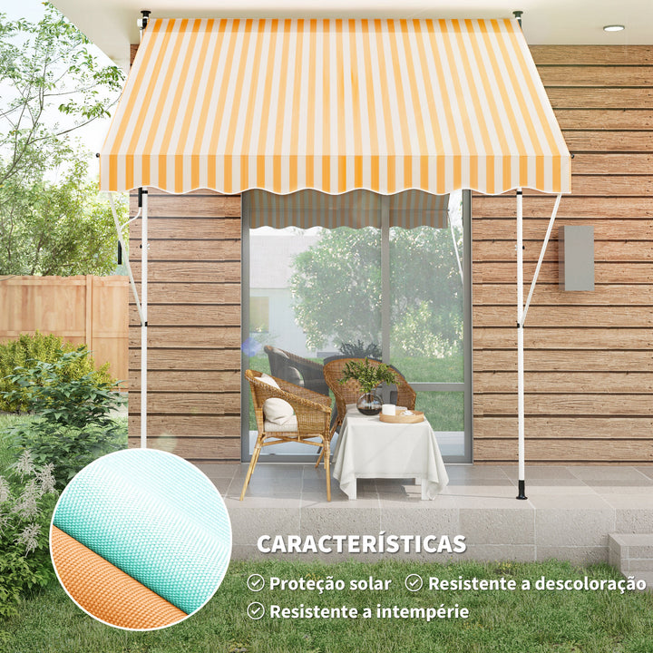 Toldo Manual Retrátil para Exterior 300x150x170-280cm Toldo Enrolável Altura Ajustável com Manivela Proteção Solar para Terraço Balcão Jardim Amarelo