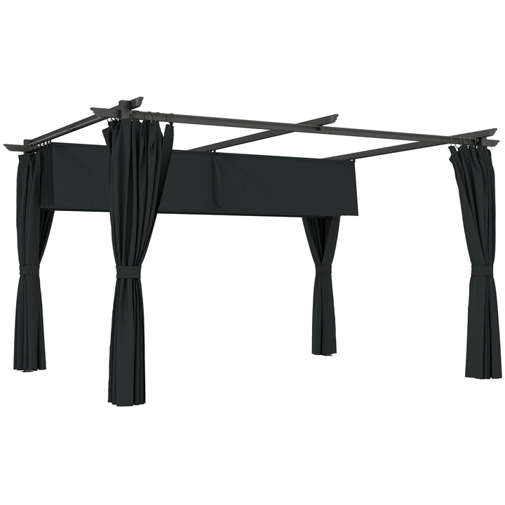Pérgola com Teto Retrátil 3,9x3x2,2 m Pérgola de Alumínio com Paredes Laterais Tecido de Poliéster Anti UV Resistente a Água Pérgola para Jardim Pátio Cinzento