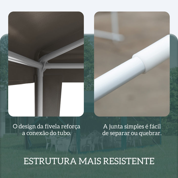 Tenda Desmontável 3x3 m Tendade Jardim com 4 Orifícios de Drenagem e Estrutura de Aço Anti-UV para Terraço Pátio ou Exterior Cinzento