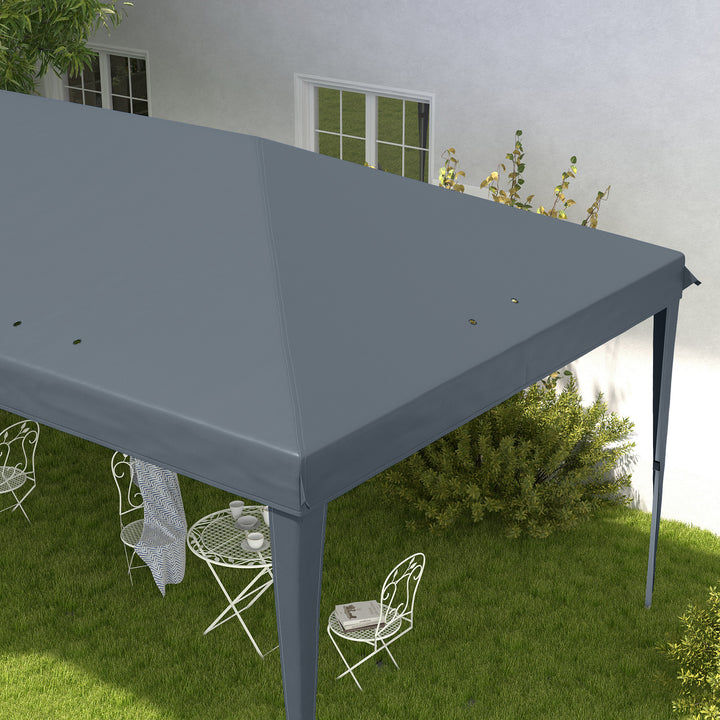 Tenda Dobrável 585x295x270 cm Tenda de Jardim Portátil com Bolsa de Transporte Tecido Oxford Estrutura de Aço para Exterior Festas Acampamento Cinza