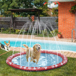 Splash Pad Tapete Aquático com Pulverizador Ø170 cm Tapete Anti-Respingos Piscina Portátil para Cães Vermelho