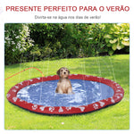 Splash Pad Tapete Aquático com Pulverizador Ø170 cm Tapete Anti-Respingos Piscina Portátil para Cães Vermelho