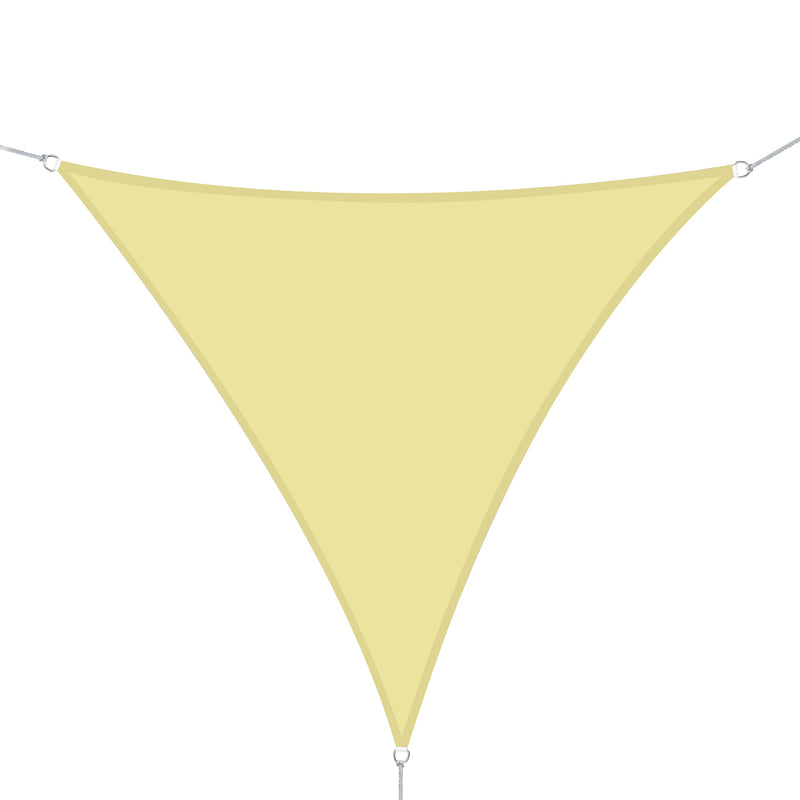 Vela de Sombra Triangular 6x6x6 m Toldo Vela de Poliéster com Proteção UV Aneis em Forma de D e Cordas para Jardim Pátio Piscina Areia