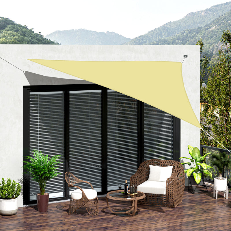 Vela de Sombra Triangular 6x6x6 m Toldo Vela de Poliéster com Proteção UV Aneis em Forma de D e Cordas para Jardim Pátio Piscina Areia