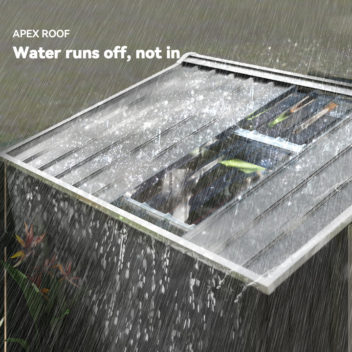 Abrigo de Jardim 2,42 m 213x130x185 cm Abrigo de Jardim Metálico de Exterior para Armazenamento de Ferramentas com 2 Portas Deslizantes e 4 Janelas para Terraço Cinza Escuro