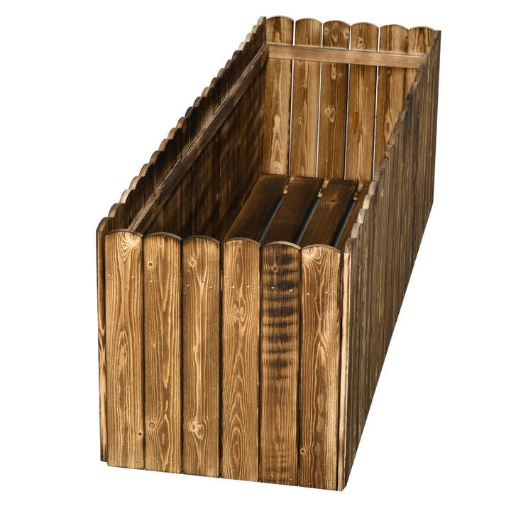 Floreira Exterior Grande de Madeira Floreira com Base Aberta para Cultivar Plantas Flores Ervas Floreira Exterior Retangular para Jardim e Terraço 120x40x40 cm Carbonizada