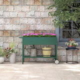 Horta Vertical Elevada de Metal Horta Vertical com Rodas Alça Lateral e Prateleira Inferior para Cultivo de Plantas Flores 109x44x80 cm Verde