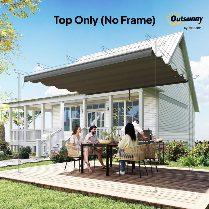 Cobertura para Pérgola 2,5x2,55 m Teto de Substituição Retrátil para Pérgola com 10 Orifícios de Drenagem Cinza Escuro