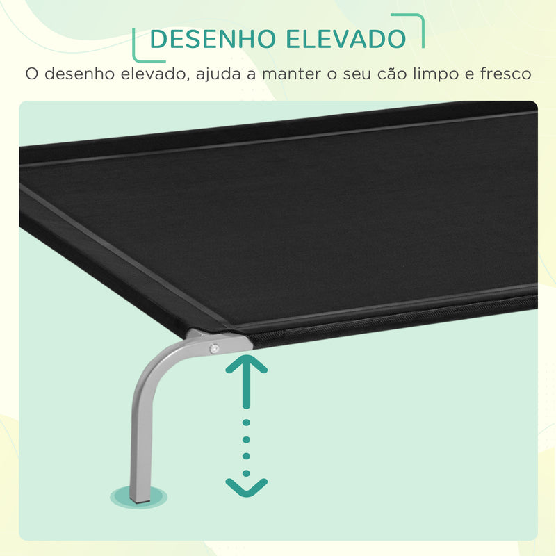 Cama Elevada para Cães e Gatos Cama Transpirável para Animais de Estimação para Dormir e Relaxar com Estrutura de Aço para Interior e Exterior 130x90x20 cm Preto