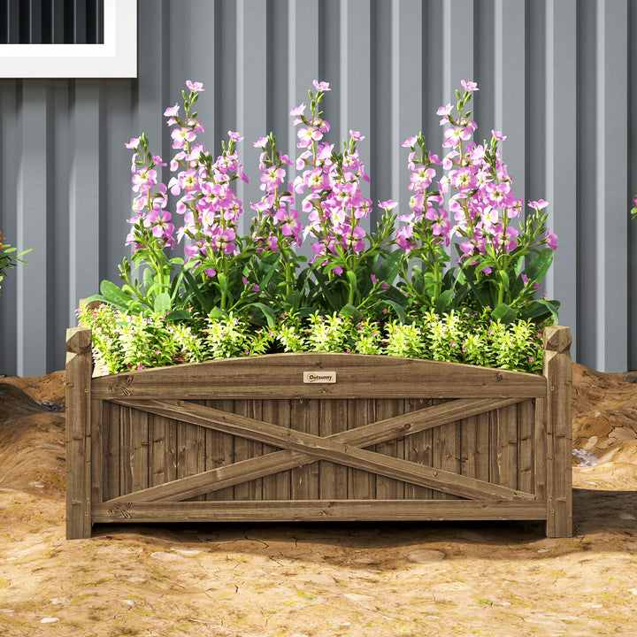 Floreira de Madeira Elevada Horta Urbana de Madeira para Cultivar Plantas Flores Ervas Floreira Retangular para Jardim Varanda 90x39x37 cm Castanho Escuro