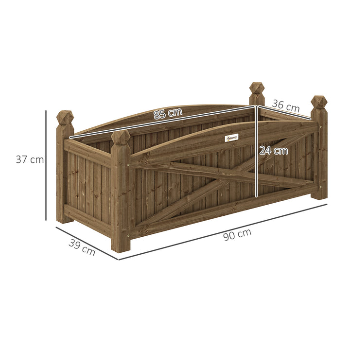 Floreira de Madeira Elevada Horta Urbana de Madeira para Cultivar Plantas Flores Ervas Floreira Retangular para Jardim Varanda 90x39x37 cm Castanho Escuro