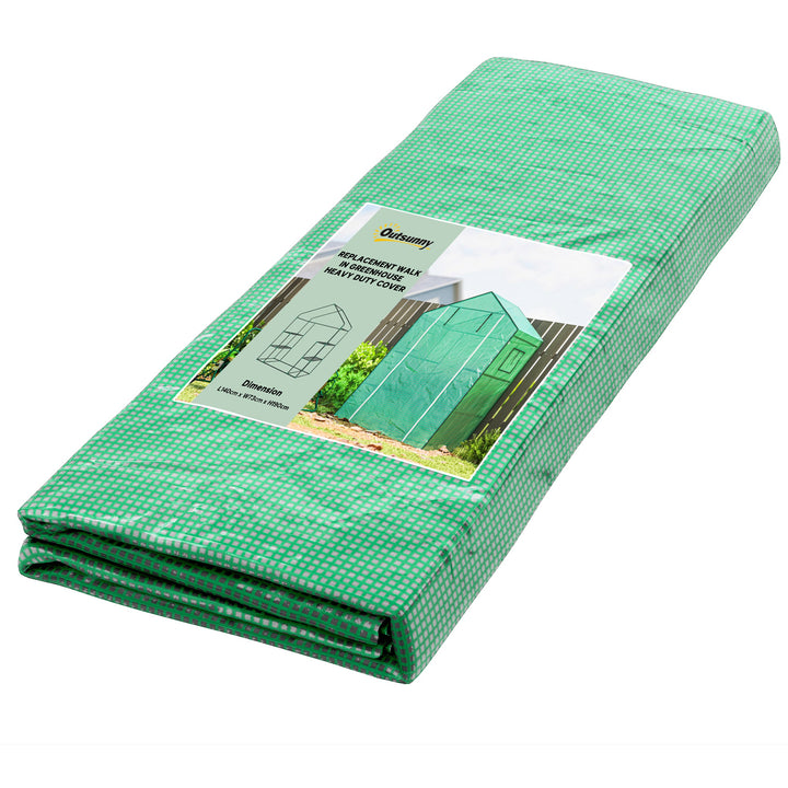 Cobertura para Estufa 140x73x190 cm Cobertura de Substituição para Estufa com Janela, Porta com Fecho Éclair, Anti-UV, Proteção de Plantas para Jardim, Verde