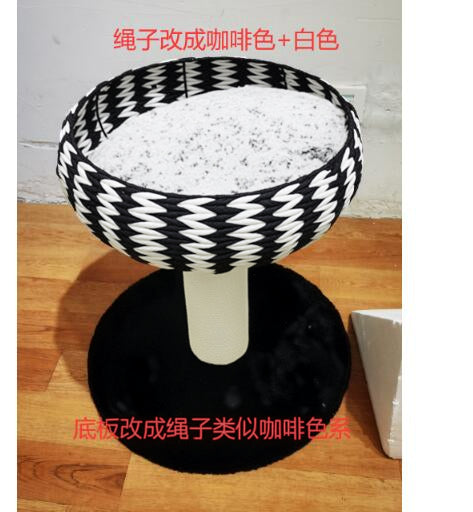 Arranhador para Gatos Pequeno Altura 52cm Torre de Escalar para Gatos com Cama Redonda Almofada de Pelúcia Suave e Poste Arranhador 50x50x52cm Café e Branco