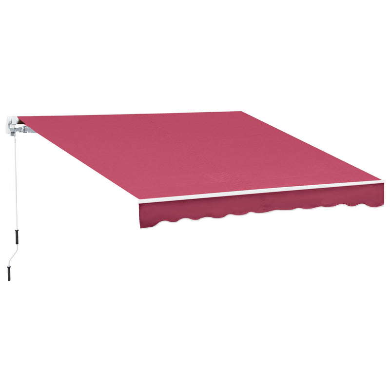 Toldo Manual 395x245 cm Toldo de Varanda Pátio com Manivela de Alumínio e Tecido de Poliéster 280 g/m² Vinho