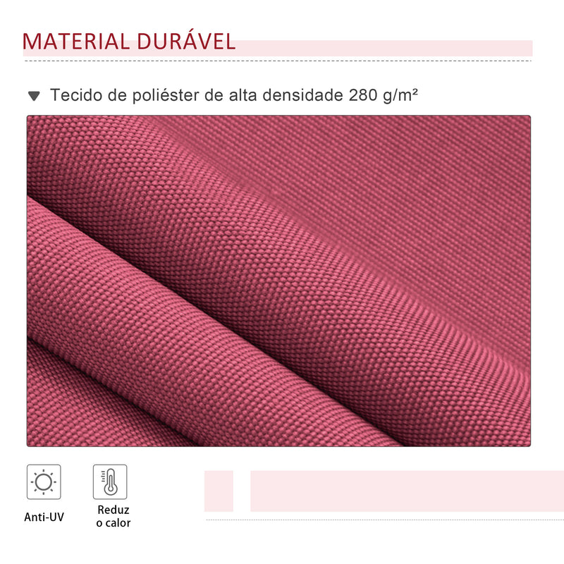 Toldo Manual 395x245 cm Toldo de Varanda Pátio com Manivela de Alumínio e Tecido de Poliéster 280 g/m² Vinho