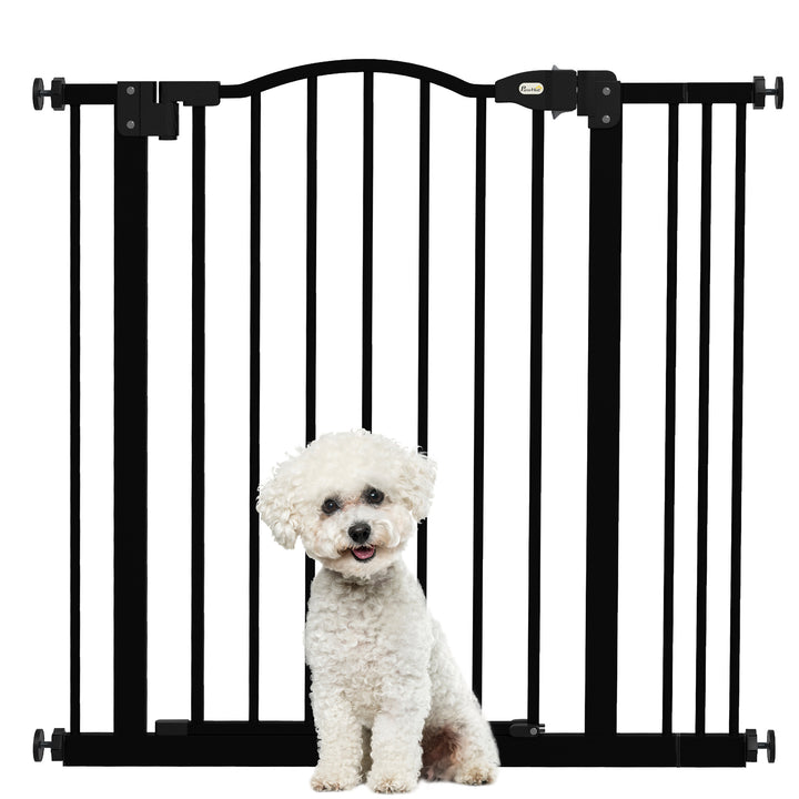 Barreira de Segurança para Cães Barreira com Largura Ajustável 74-80 cm Barreira para Cães com Extensão para Escadas e Portas Preto