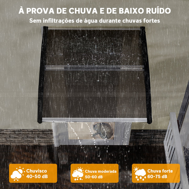 Marquise para Portas e Janelas 100x100x26cm Marquise com Proteção para Sol e Chuva com Painéis de Policarbonato Preto e Marrom