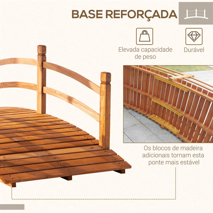 Ponte de Madeira com Corrimão Ponte de Jardim para Decoração para Pátio Carga Máxima 200 kg 185x72x58 cm Madeira