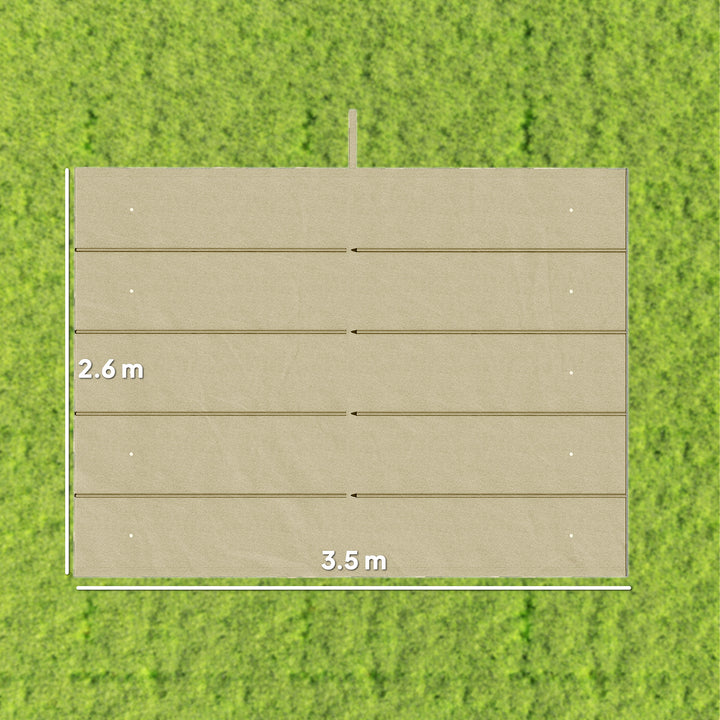 Teto de Pérgola 3,5x2,6 m Teto de Substituição Retrátil para Estrutura de Pérgola de 4x3 m Toldo de Tecido Apenas para Pérgola de Jardim com 10 Orifícios de Drenagem Bege