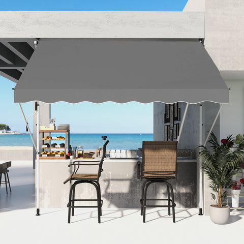 Toldo Manual Retrátil para Exterior 300x150x170-280cm Toldo Enrolável Altura Ajustável com Manivela Proteção Solar para Terraço Balcão Jardim Cinza