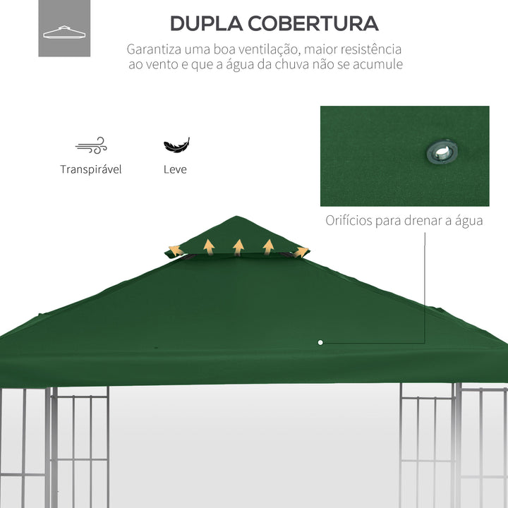 Toldo de Substituição 3x3m para Pérgolas Toldo de Substituição de Pérgolas de Jardim Verde