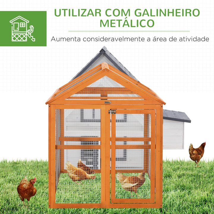 Galinheiro para Exterior 140x88,5x106 cm Galinheiro para 1-3 Galinhas com 3 Poleiros Estrutura de Madeira e 2 Portas com Fechadura para Pátio Madeira