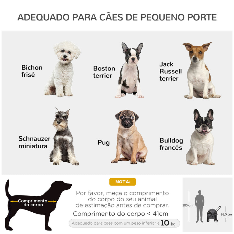 Carrinho para Animais de Estimação 2 em 1 Carrinho para Cães Dobrável com 2 Correias de Segurança Almofadado e Estrutura de Aço 81x68x98,5 cm Cinza Escuro